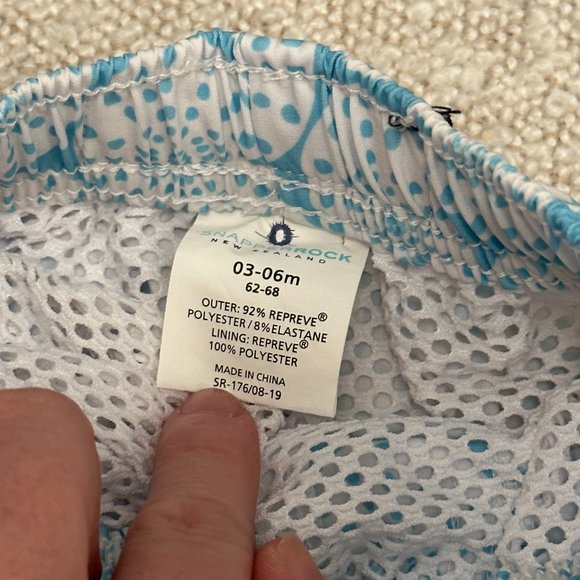 Snapper Rock Blue White Pattern Swim Shorts Trunks 3/6M - Picture 3 of 7